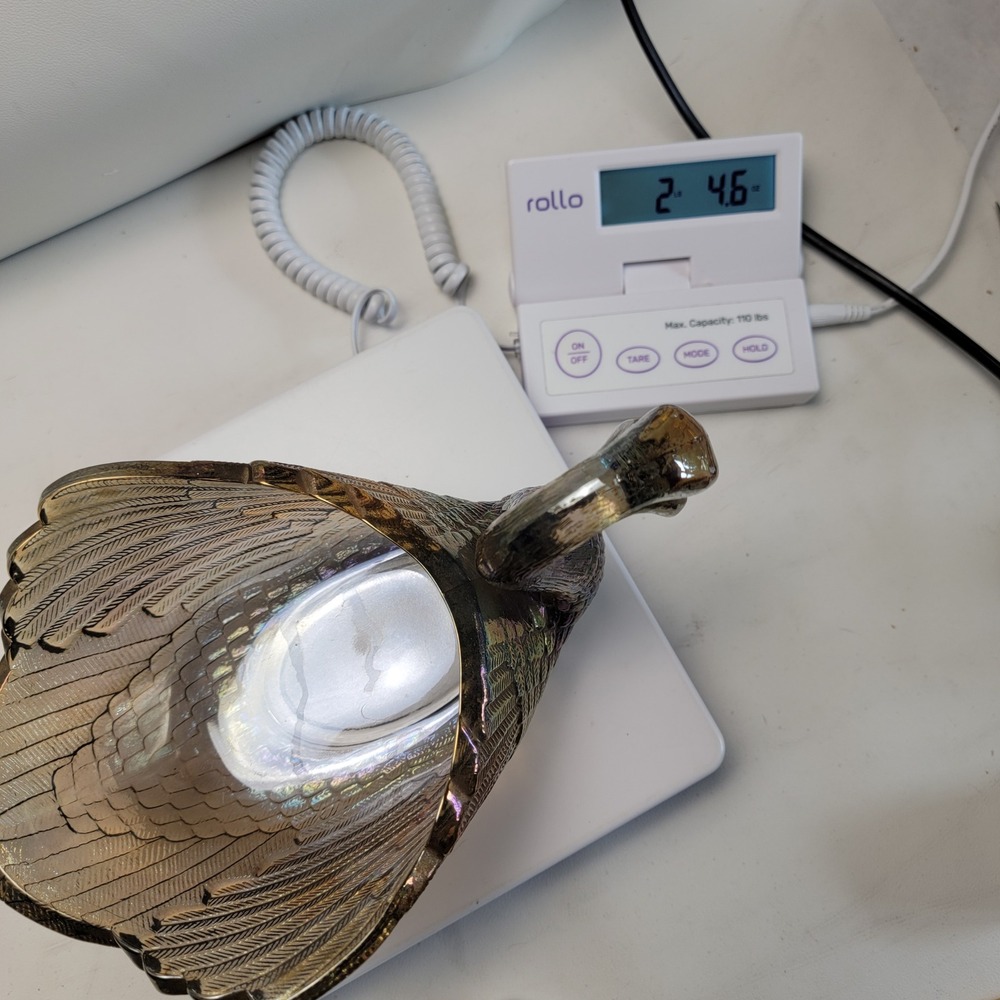 Imperial Glass Smoke Carnival Glass Swan Dish Figurine Iridescent IG Mark - Picture 15 of 15